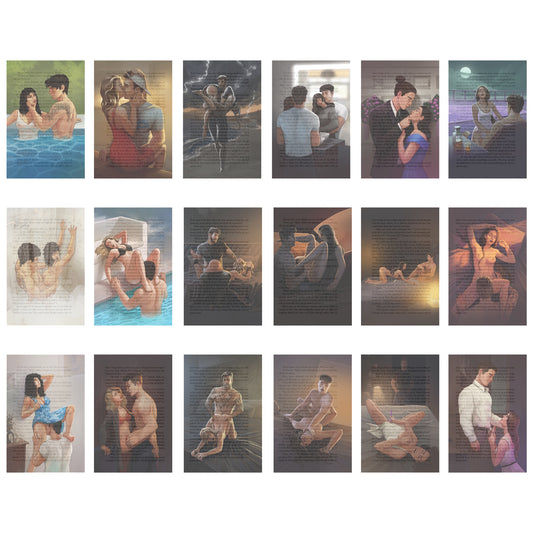 Grid of 16 small images showing various couples in intimate settings.